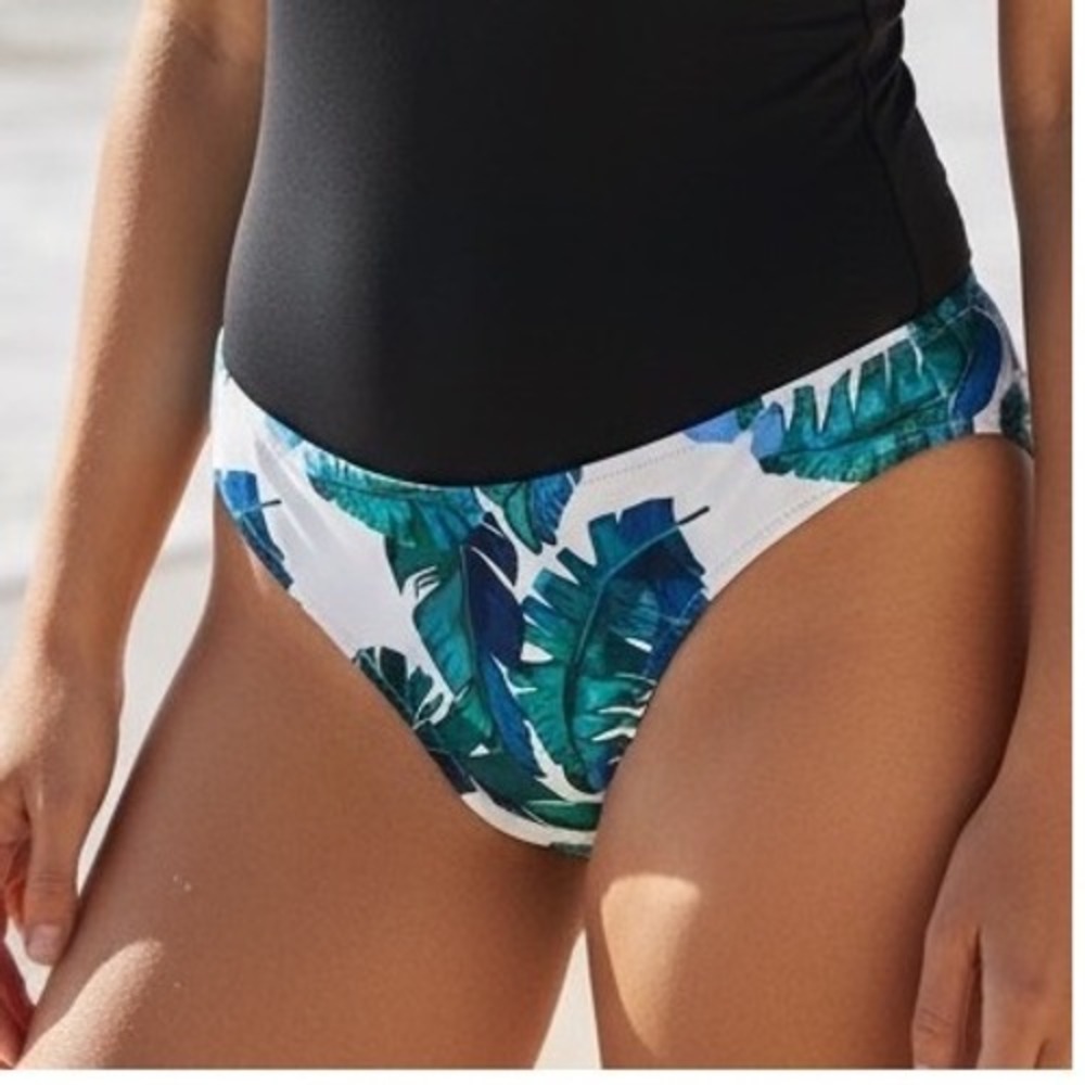 Cupshe Womens Tropical Palm Leaf Bikini Bottom Teal Blue Green White Medium‎ NWT